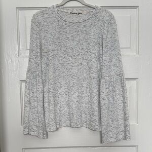 Michael Stars Heathered Light Gray Bell Sleeve Top